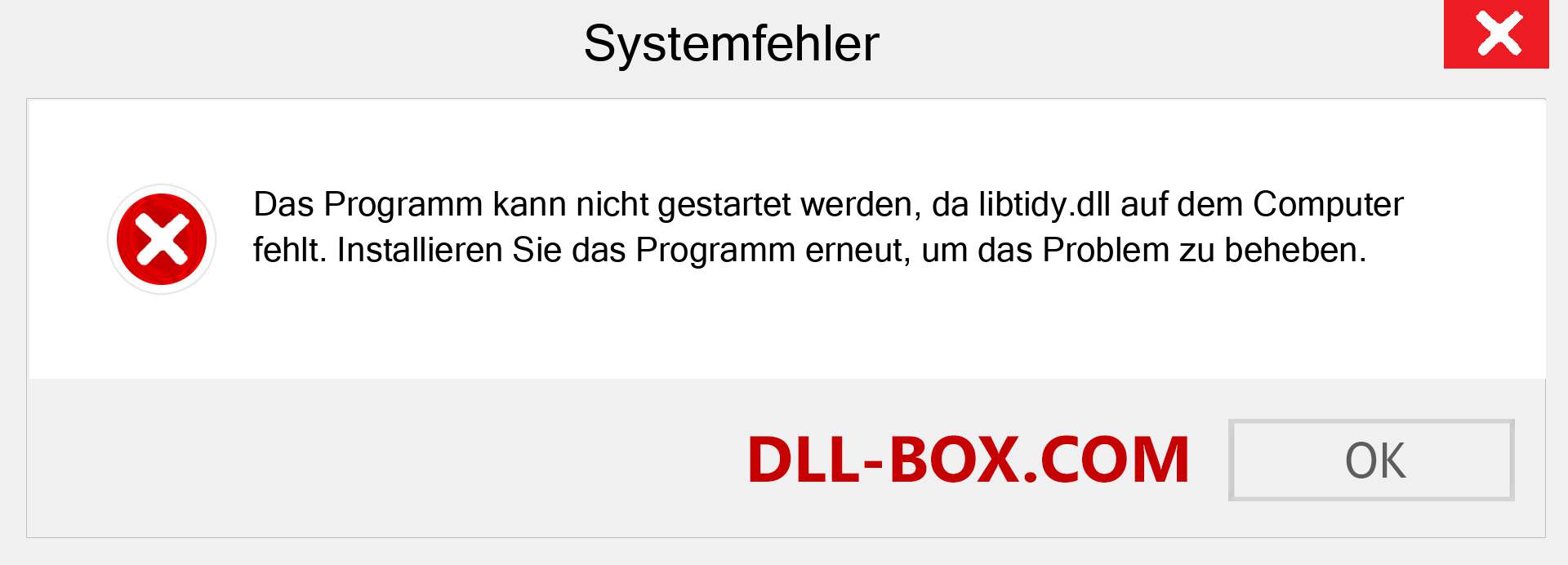 libtidy.dll-Datei fehlt?. Download für Windows 7, 8, 10 - Fix libtidy dll Missing Error unter Windows, Fotos, Bildern